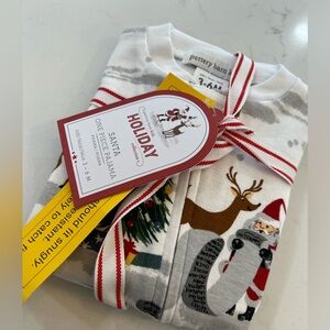 Pottery Barn Kids Festive Santa Pajama - White and Red